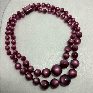 Moonglow Vintage Cranberry Colored Double Strand Necklace